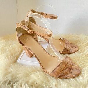 Michael Kors Faux Snake Skin Sandal Heels Gold Size 10